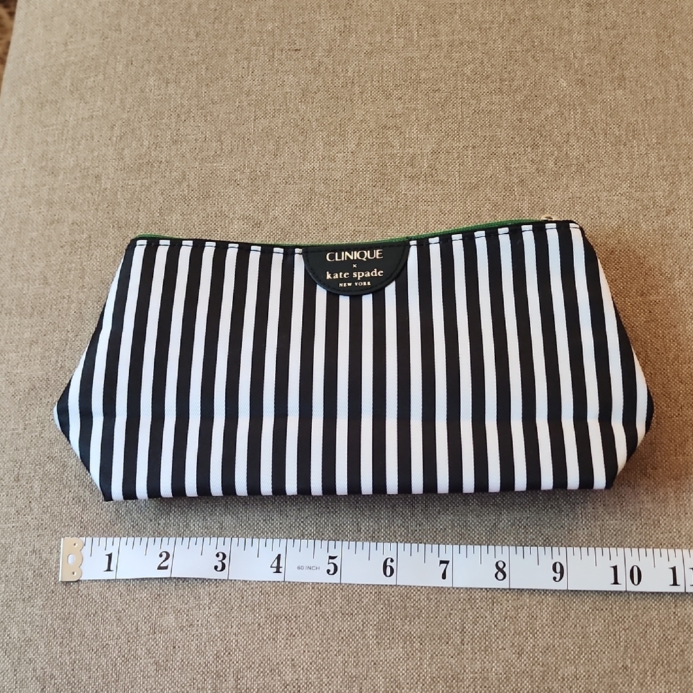 Kate Spade Black and White Striped Pouch For Essential Or Cosmetics